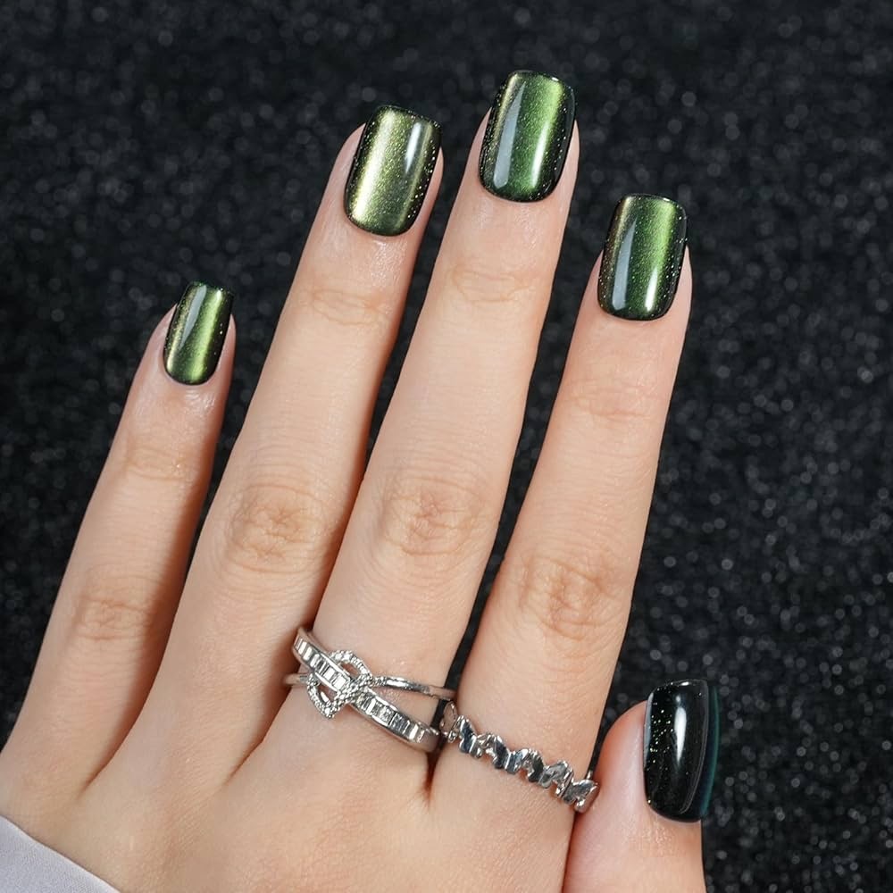 Shimmering Green Nails